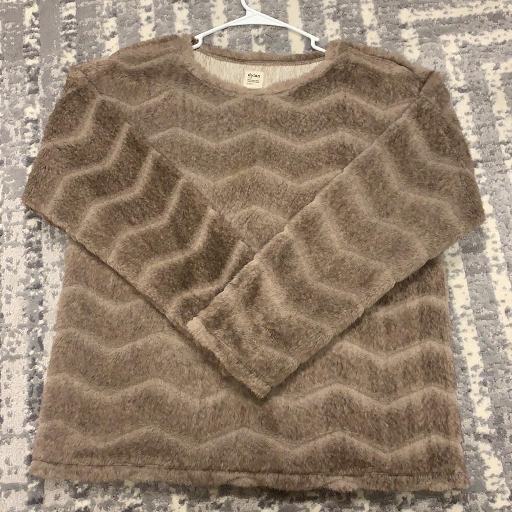 Dylan Los Angeles Faux Fur Chevron Sweater